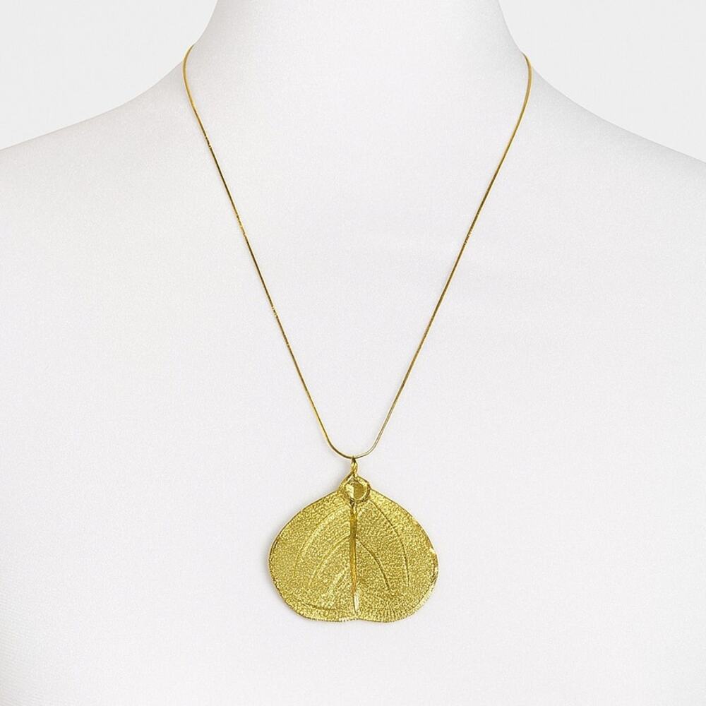 24K Gold Aspen Leaf Necklace 19"
